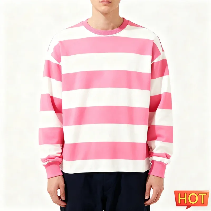 Sudaderas con gráficos de rayas simples para hombres, sudadera fea con estampado 3D de manga larga de moda, jerséis informales de gran tamaño, Tops