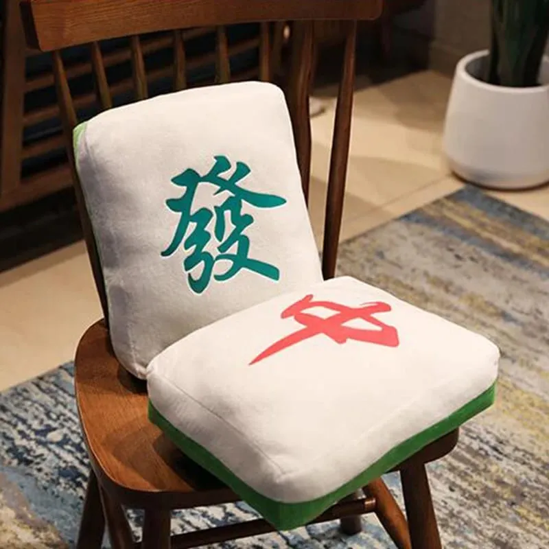 New 1pc Creative Mahjong Pillow Cushion Chinese Plush Toy Car Chair Backrest Mahjong Dice Funny Nap Pillow Sofa Home Decor Gift