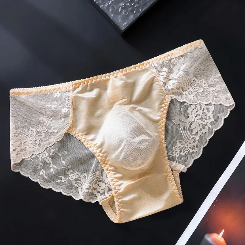 Men Lace Briefs Seamless Ice Silk Briefs Underwear 3D Bulge Pouch Low Waist Gay Panties — image 7