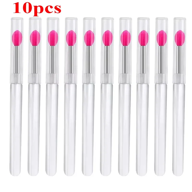 3/5/10 Chiếc Di Động Silicone Cọ Môi Có Nắp Mềm Mại Đa Năng Son Dưỡng Môi Applicator Son Môi Lipgloss Cọ Trang Điểm