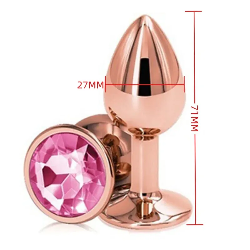 Small Size Metal Anal Beads Butt Plug Mini Rainbow Rose gold Butt Plug Crystal Jewelry Trainer Anal Dildo Masturbation Sex Toy — image 11