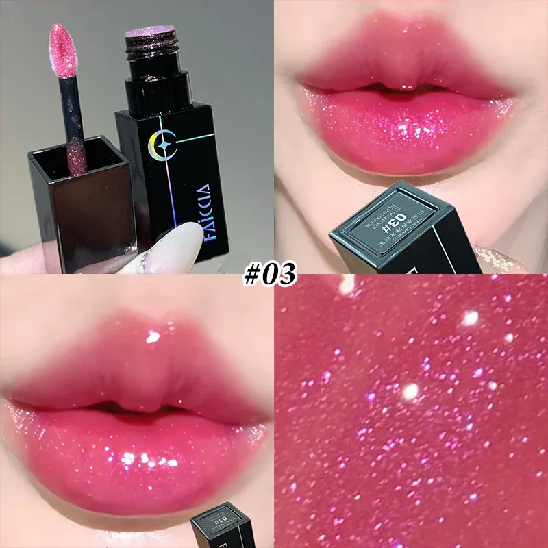 8 Colors Glitter Watery Lip Gloss Diamond Pearlescent Metallic Lipstick Lasting Moisturizing Non-Sticky Halloween Party Makeup — image 10