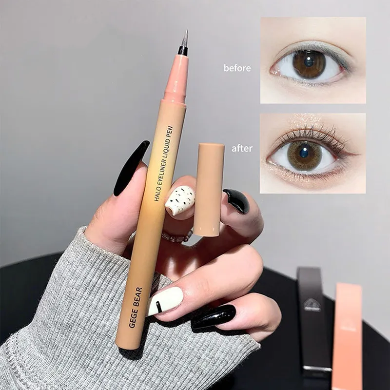 Αδιάβροχο Quick Dry Liquid Eyeliner Pen Ultra-fine Matte Black Brown Lasting Lying Silkworm Eyeliner Pencil Φυσικό Μακιγιάζ ματιών
