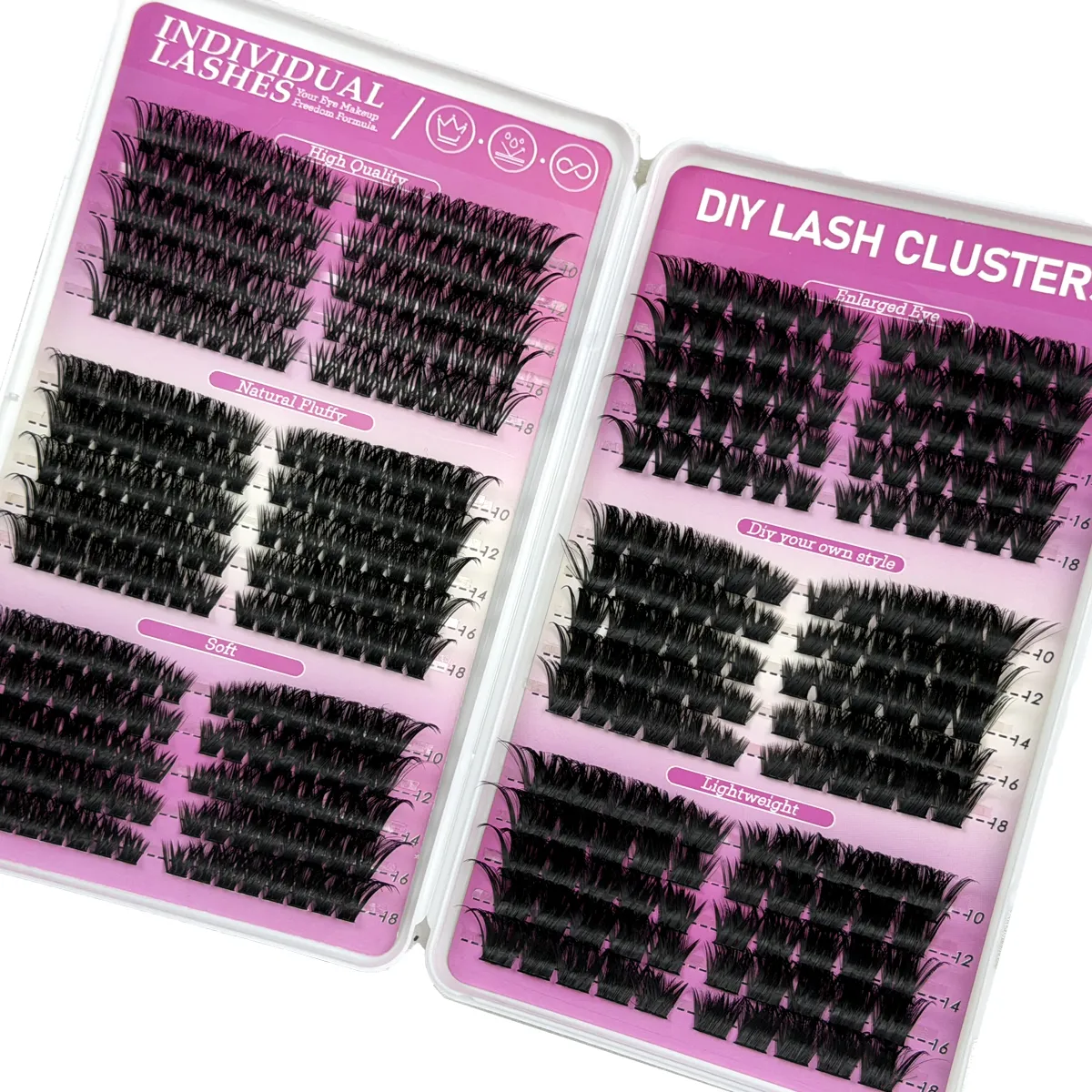 Fluffy Cluster Lashes 3 ΣΕ 1 Lash Cluster Extension Βλεφαρίδες ματιών γάτας&Βλεφαρίδες κάτω μέρος Μικτός δίσκος μεμονωμένες βλεφαρίδες — image 4