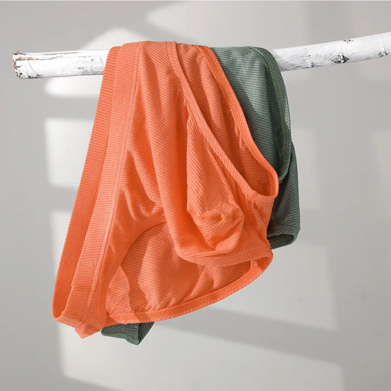 Men Rib Fabric Briefs Underpants Man Sexy Underwear Breathable Low Waist Mens Bikini Briefs Cuecas Big Pouch Hombre Slips