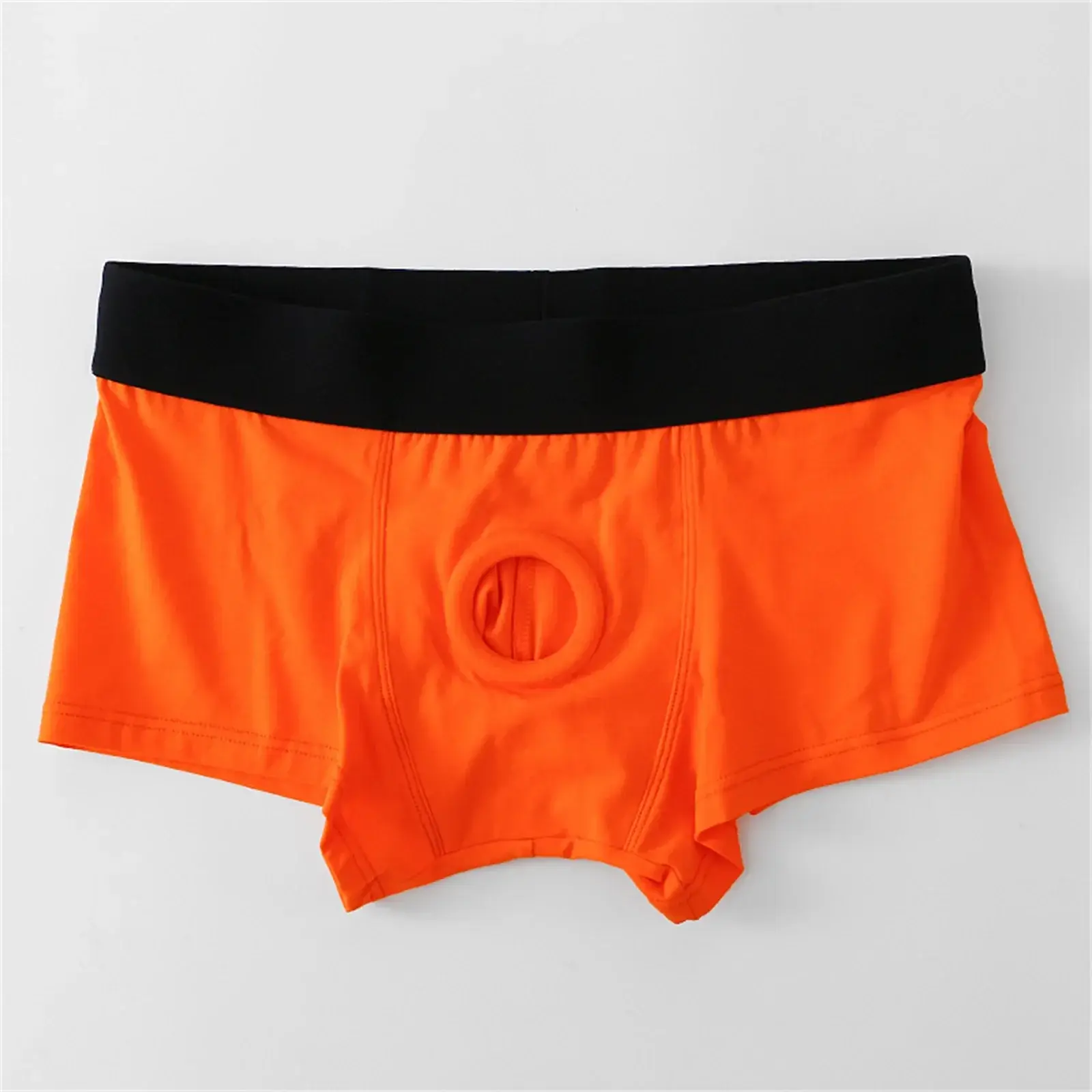 Mens Cotton Underwear Soft Open Pouch Hole Boxer Shorts Cock Ring Silicone Ring Sexy Boxer Briefs Erotic Panties Trunks Stretchy — image 2