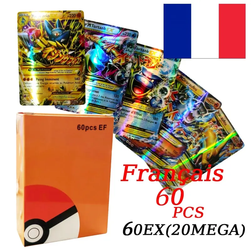 Francia változatú Pokemon kártyák VMAX V EX GX MEGA Carte Collection Battle Trainer Gyermek karácsonyi játékok Ajándék — image 10