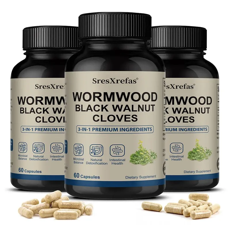 Wormwood Black Walnut and Clove - 3 in 1 Premium Formula for Microbial Balance Natural Detoxification and Intestinal Health