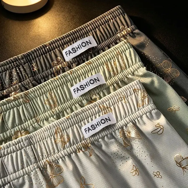 Pantalones Aro personalizados con estampado de mariposas para hombre, ropa interior informal holgada y transpirable, calzoncillos tipo bóxer de moda, 4 piezas — image 3