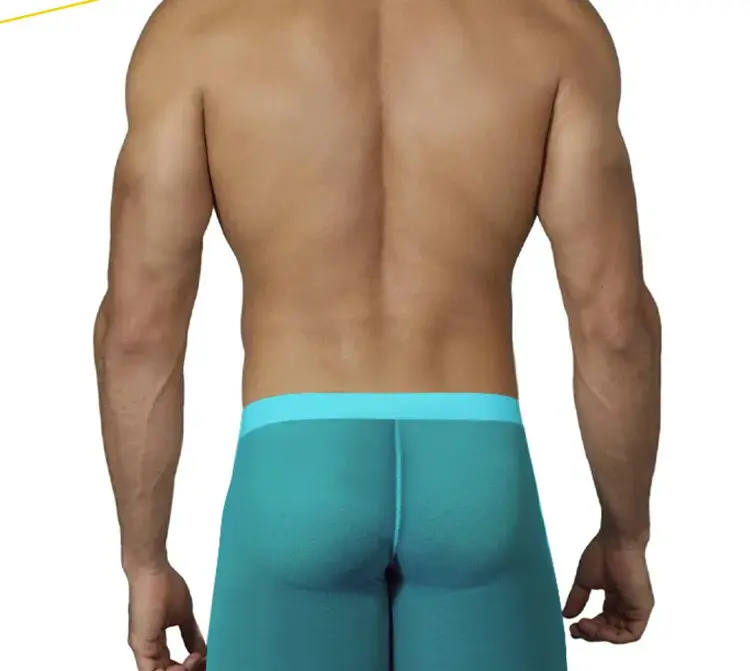 0.01mm Ultra-thin Men Underwear Long Boxer Shorts Cooling Ice Silk Transparent Gym Fitness Underpants Seamless Mesh Slips