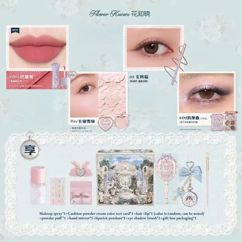 Flower Knows Shells Pearl Eyeshadow Essence Lip Honey Blush Cheek Makeup Depan 11 buah set
