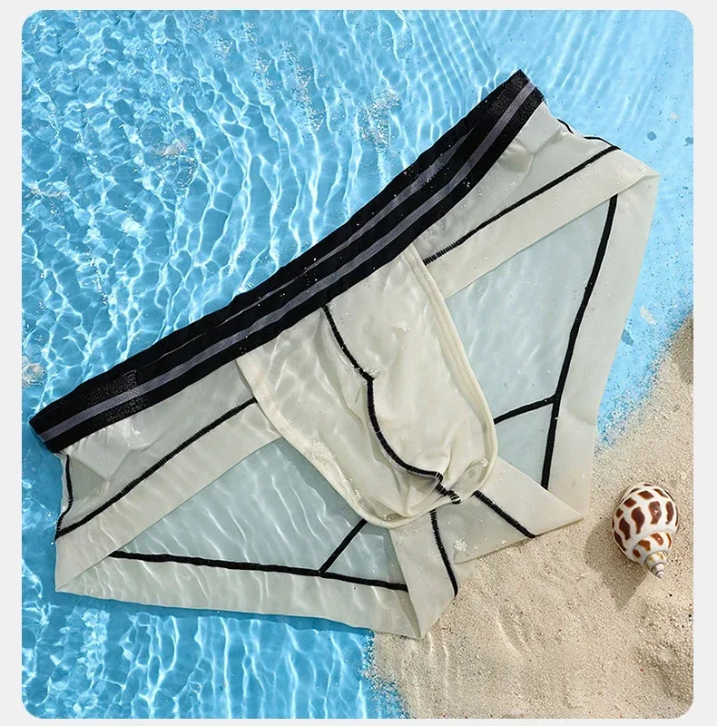 Ice Silk Briefs Seamless Panties Men Bulge Pouch Underwear Male Breathable Underpants Man Sexy U Convex Pouch Bikini Lingerie — image 8