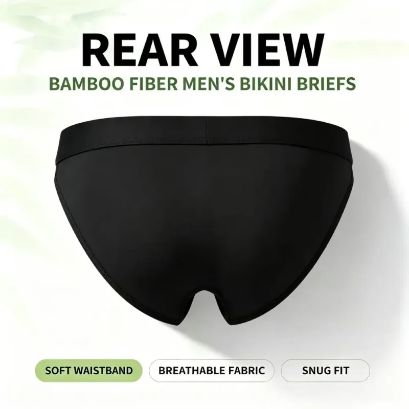 Soft Bamboo Fiber Men High‑Cut Bikini Briefs Integrated Pouch Moisture Wicking Athletic Underwear for Gym Training 1 3Pcs Set — image 5