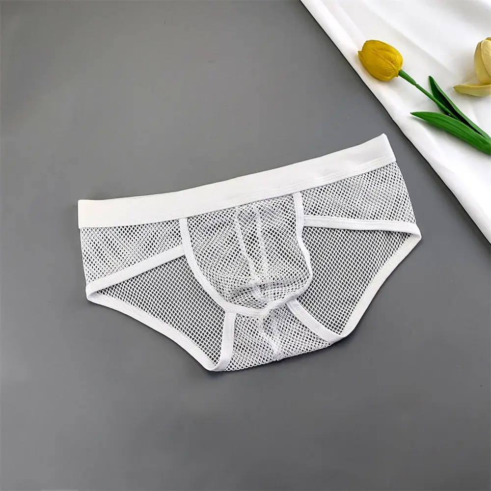 Biancheria intima con custodia a U da uomo in rete scavata Slip bikini trasparenti a vita bassa Mutandine traspiranti Taglie forti — image 2
