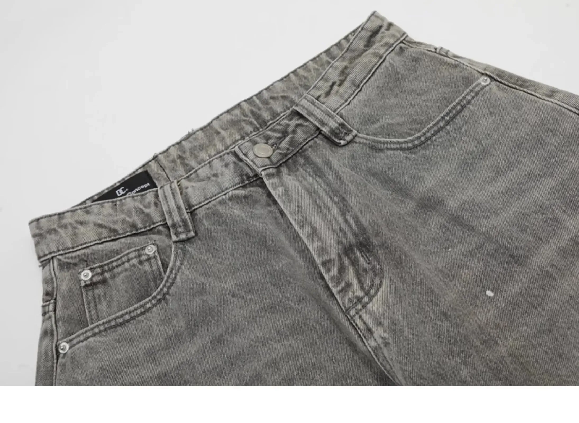 Tavaszi és őszi retro mosott vintage szürke fröccsenő tintával hajlított Knife farmer férfi és női divatos márka American Street Loose P