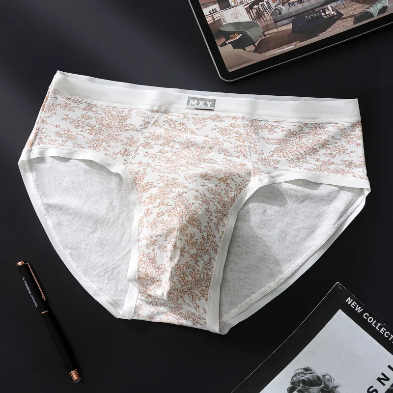 Men Sexy Briefs Sissy Lingerie Ice Silk Floral Print Panties U Convex Pouch Underwear Thin Daily Underpants Calzoncillos Hombre — image 13