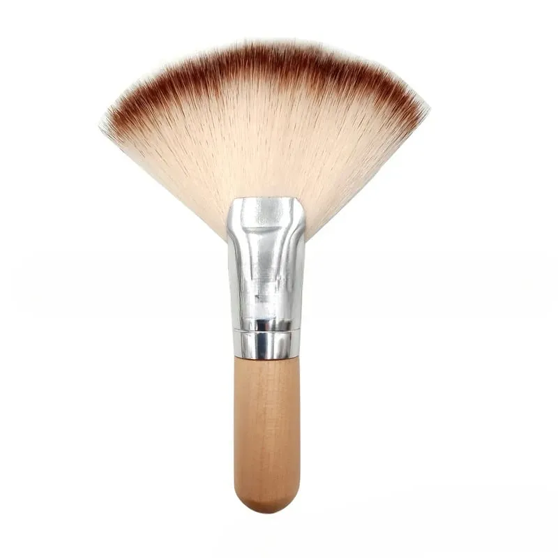 Mini πινέλο μακιγιάζ Gentle Esthetician Cleaning Cosmetic Small White κοντή ξύλινη λαβή Βουρτσάκια ανεμιστήρα από συνθετικές ίνες για το πρόσωπο
