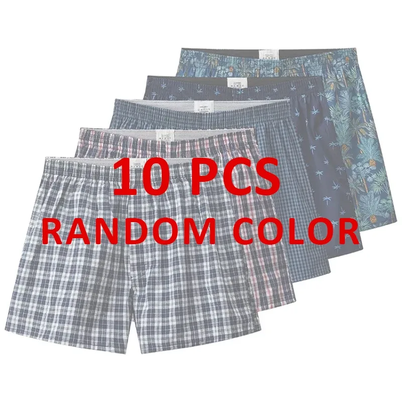 3/5/10Pcs/lot Boxer Men Underwear Cotton Man Short Breathable Plaid Flexible Shorts Boxer Male Underpants Plus Size BoxerShorts