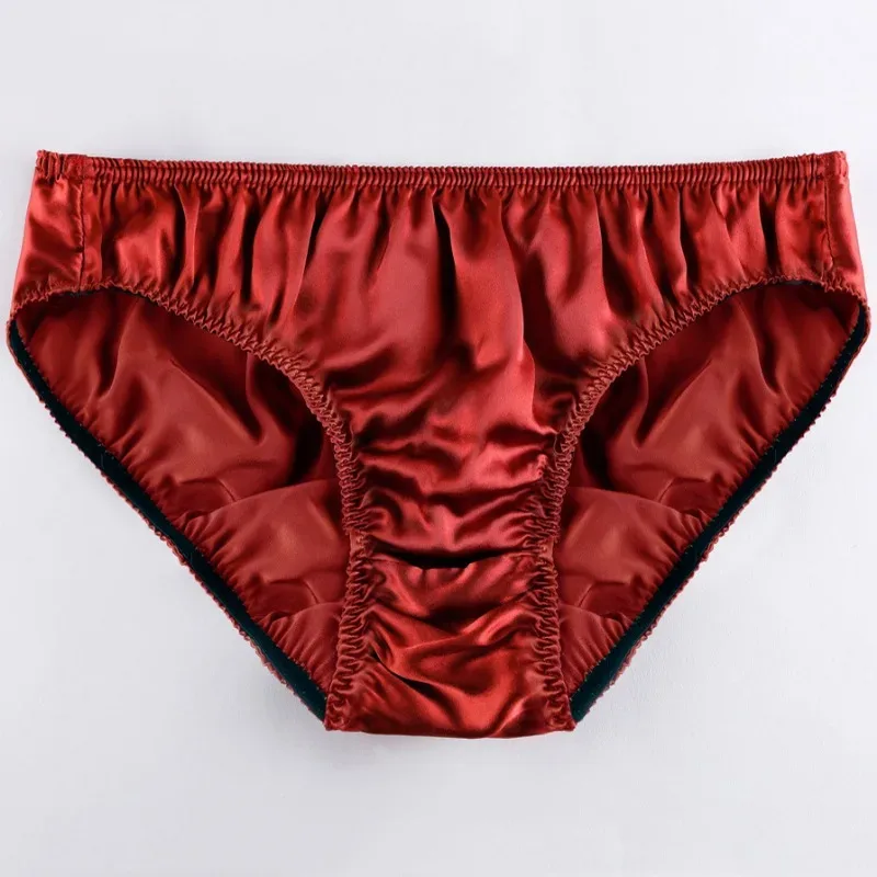 100% Mulberry Silk Men Sexy Underwear Wrinkle Briefs Breathable Male Panties Pure Silk Trigonometric Soft Man Underpants Summer — image 14