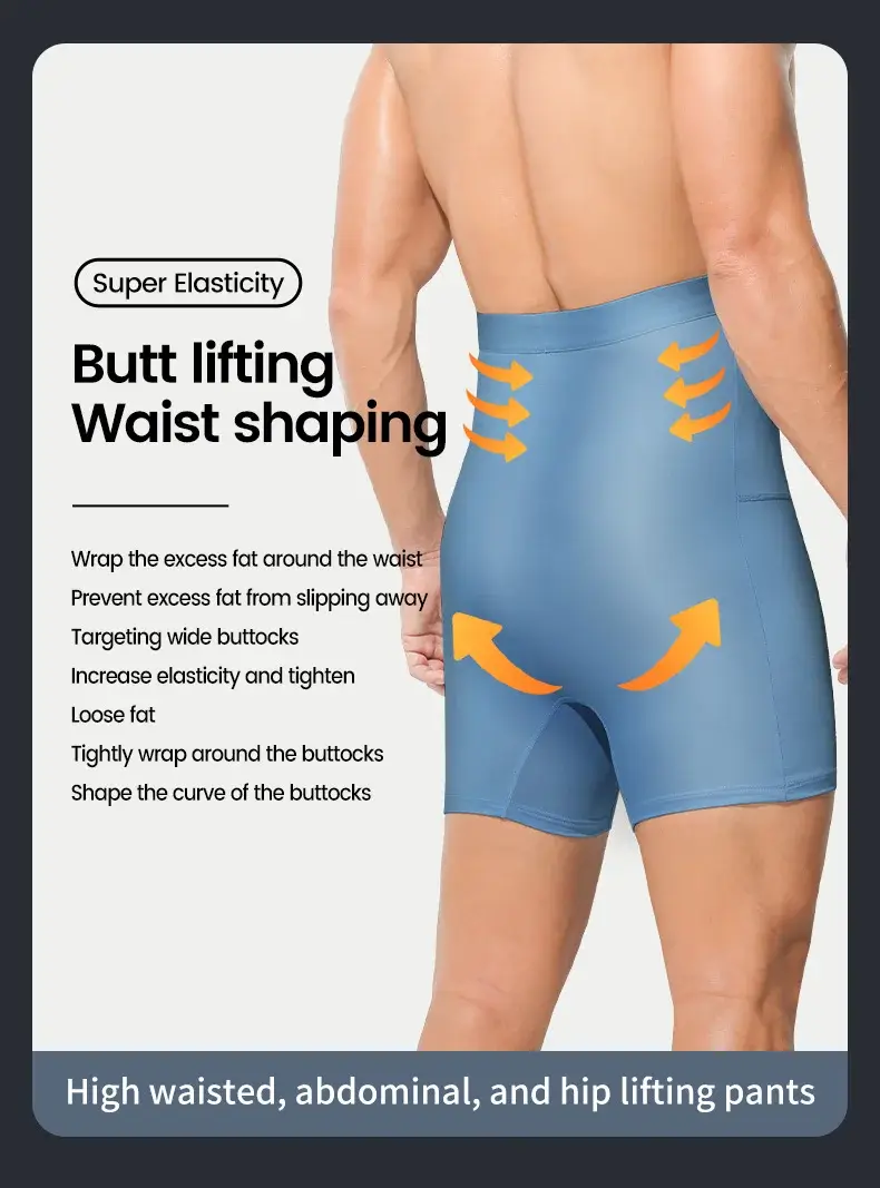 3PCS Men's sports underwear: high-waisted, belt-cinching, lengthened, anti-leg chafing, waist-protecting, flat-angle shorts — image 4
