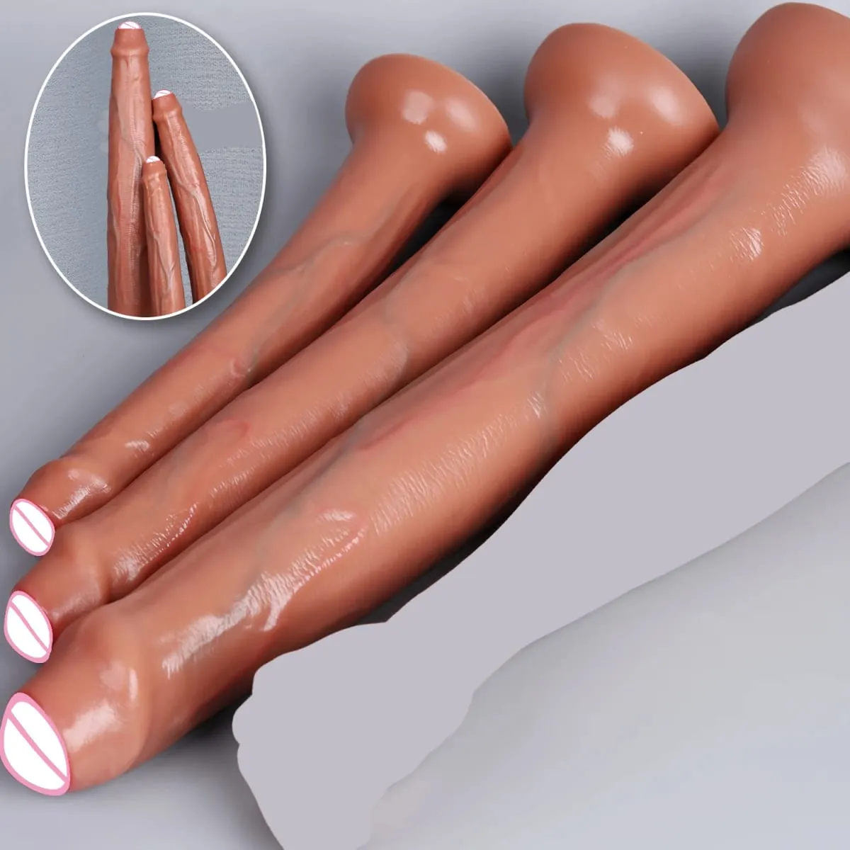 Super Long Realistic Dildos Butt Plug Μαλακό πέος σιλικόνης για ενήλικες Βεντούζα Παιχνίδια σεξ για γυναίκες άνδρες Πρωκτικό μασάζ κόλπου