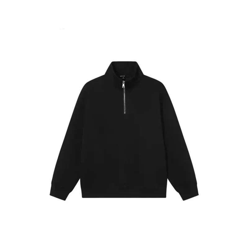 Printemps automne nouveau décontracté demi fermeture éclair col montant sweat tendance Simple mince hommes pull à manches longues hauts hommes sweat