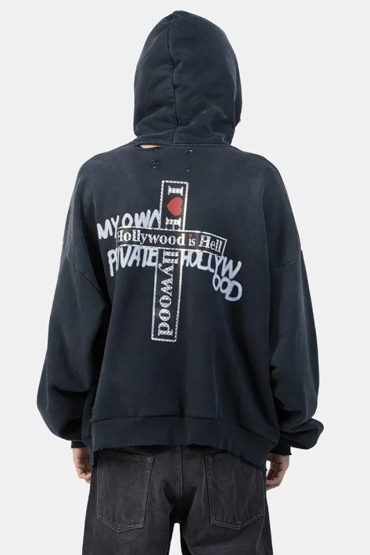 Nouveau surdimensionné PALY sweat à capuche pour homme femme lavé noir endommagé meilleure qualité décontracté Vintage Cardigan Zip sweats — image 13