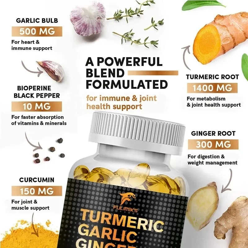 Premium Turmeric Curcumin Supplement with Garlic & Ginger Supports Joint Comfort Anti-Inflammatory Immune Health & Vitality — image 5