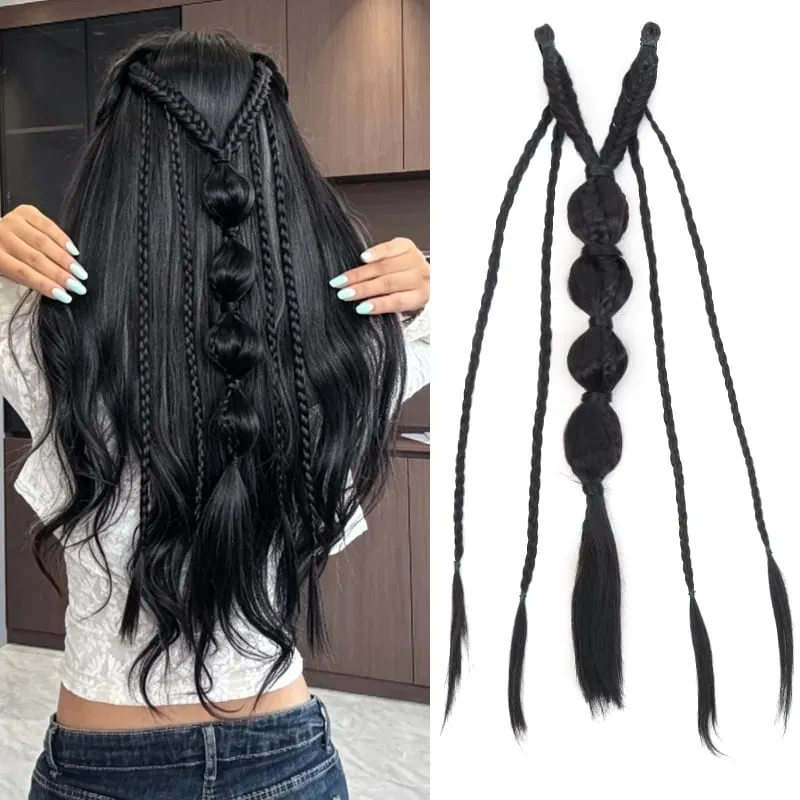 Κλιπ σε πλεξούδα Συνθετικά Μαλλιά Extensions Boho Festival Princess Braid Viking Renaissance Cosplay Wedding Hairpiece για γυναίκες