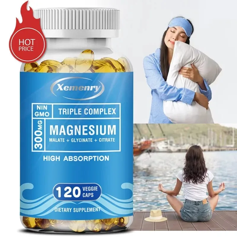 Triple Magnesium Complex Supplement - Contains Magnesium Glycine Malic Acid and Citrate To Relax Muscles and Improve SleepSupp