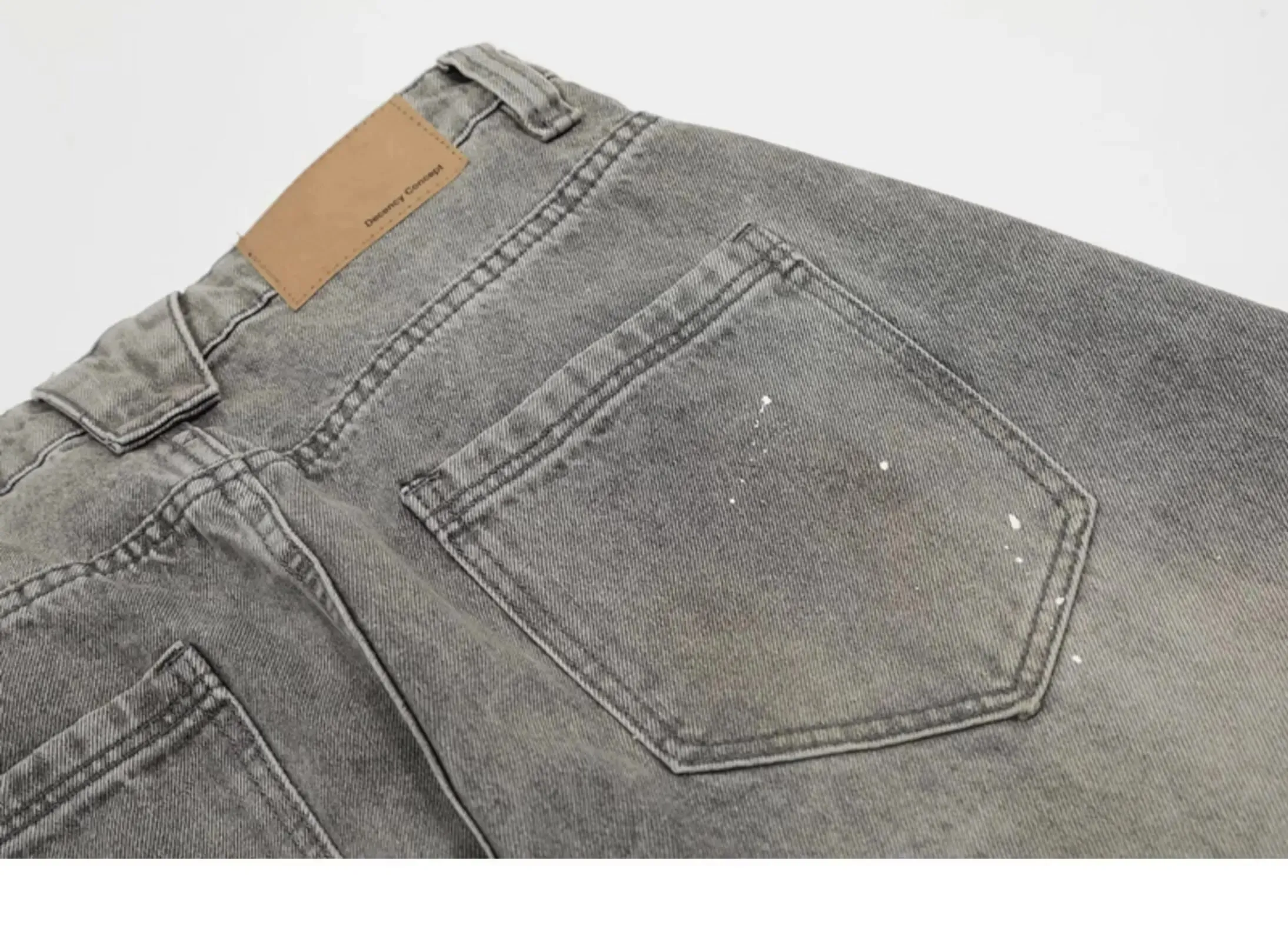 Tavaszi és őszi retro mosott vintage szürke fröccsenő tintával hajlított Knife farmer férfi és női divatos márka American Street Loose P