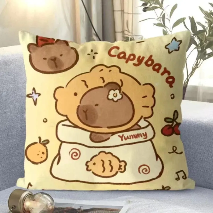 Capybara aranyos dobópárna rajzfilm négyzet alakú párnák Kawaii anime puha derék kanapé párna autós otthon hálószoba dekoráció — image 5