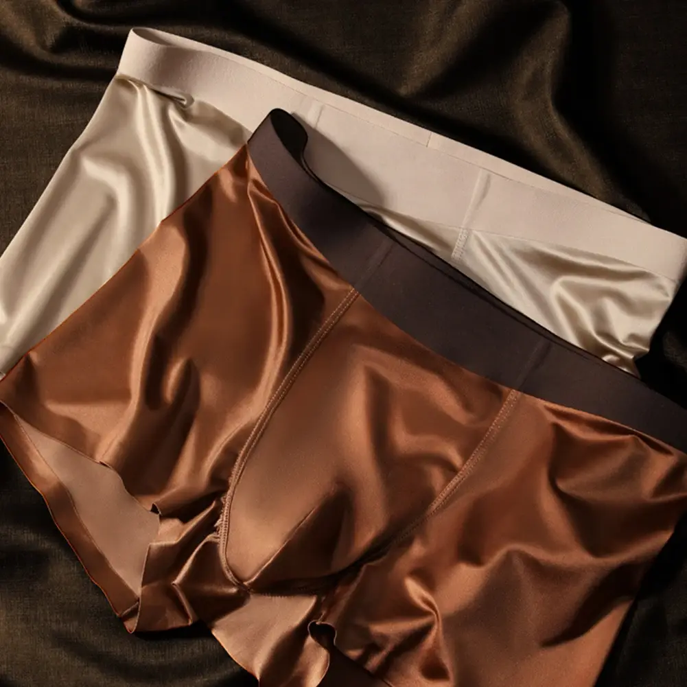 1pc Heren Naadloze Boxershorts Ademend Kruis Slipje Ijs Zijde Boxershorts Comfortabel Satijn herenondergoed Slips — image 6