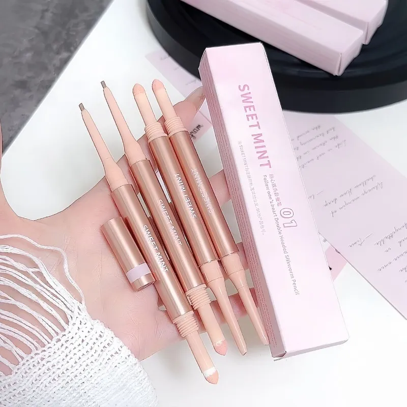 Double Headed Brightening Aegyo Sal Pen Waterproof Liing Silkworm Eyeliner Stick Highlighter Matte Shadow Pen Contour Μακιγιάζ ματιών — image 6