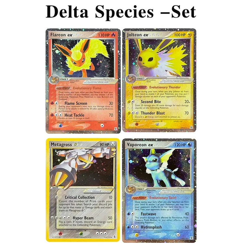 Κάρτες μεσολάβησης Ολογραφικά Emerald Cacturne Rayquaza Hidden Legends Kyogre Crystal Guardians Alakazam Star Flareon Metagross — image 8