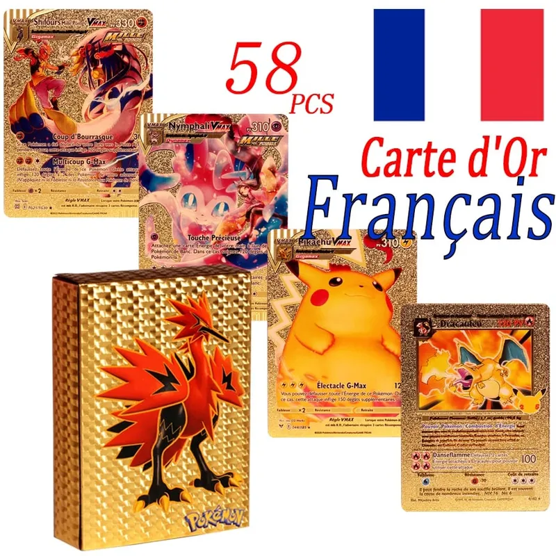 Francia változatú Pokemon kártyák VMAX V EX GX MEGA Carte Collection Battle Trainer Gyermek karácsonyi játékok Ajándék — image 14