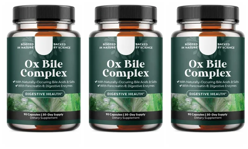 Digestive Enzyme Ox Bile Supplements with Pancreatin & Bromelain 90 Capsules 30 Servings for Women & Men