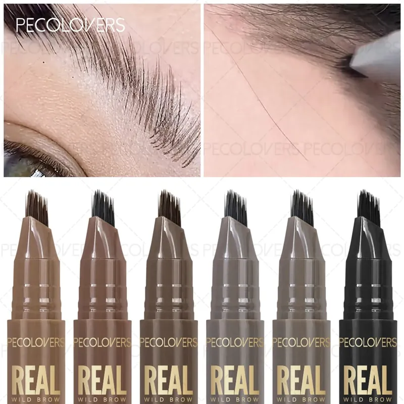 2PCS/SET 3D Wild Waterproof & Sweatproof Eyebrow Pencil &eyebrow Razor Mult Split Tip Eyebrows Pen Eyebrow Portable for Travel — image 5