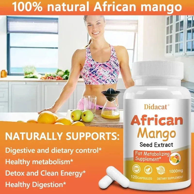 African Mango Capsules - Powerful Metabolism Appetite Suppressant Immune System Health Fat Burning Capsules Non-GMO