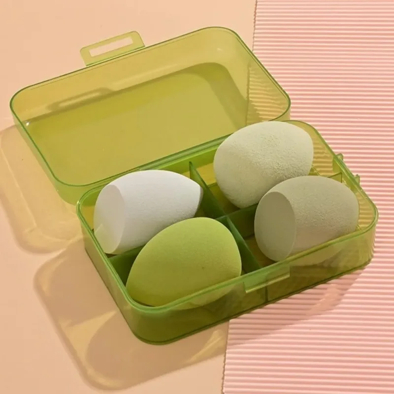 4 db Beauty Pro alapozó kozmetikai puff készlet száraz nedvesen használható sminkeszköz varázsecsetek dobozos szivacsporos sminkkel