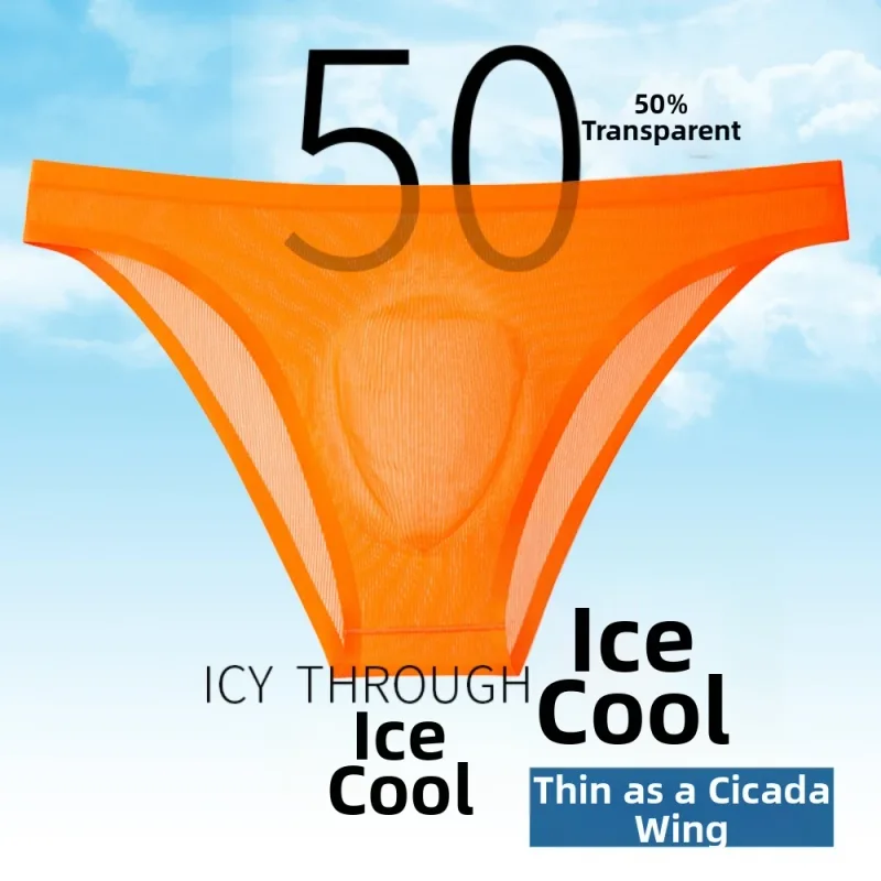Comfortable Ice Silk Men's Triangle Panties Breathable Large Size Men Thin Briefs Lingerie Underpants Underwear for Men Men