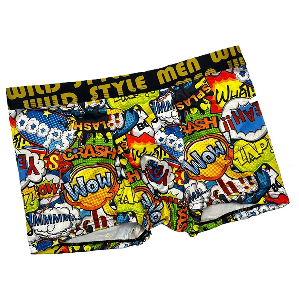 3Pcs Men's Random Graffiti Cartoon Printed Boxer Shorts Casual Sports Breathable Underwear Men's Comfortable Underwear — image 3