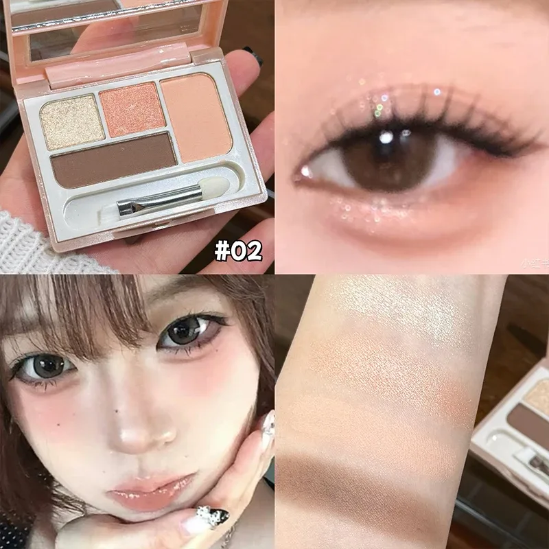 ART VALUE 4 Colors Eyeshadow Palette Glitter Pearlescent Matte Eye Shadow Shimmer Makeup Lasting Eye Makeup Contouring Highlight