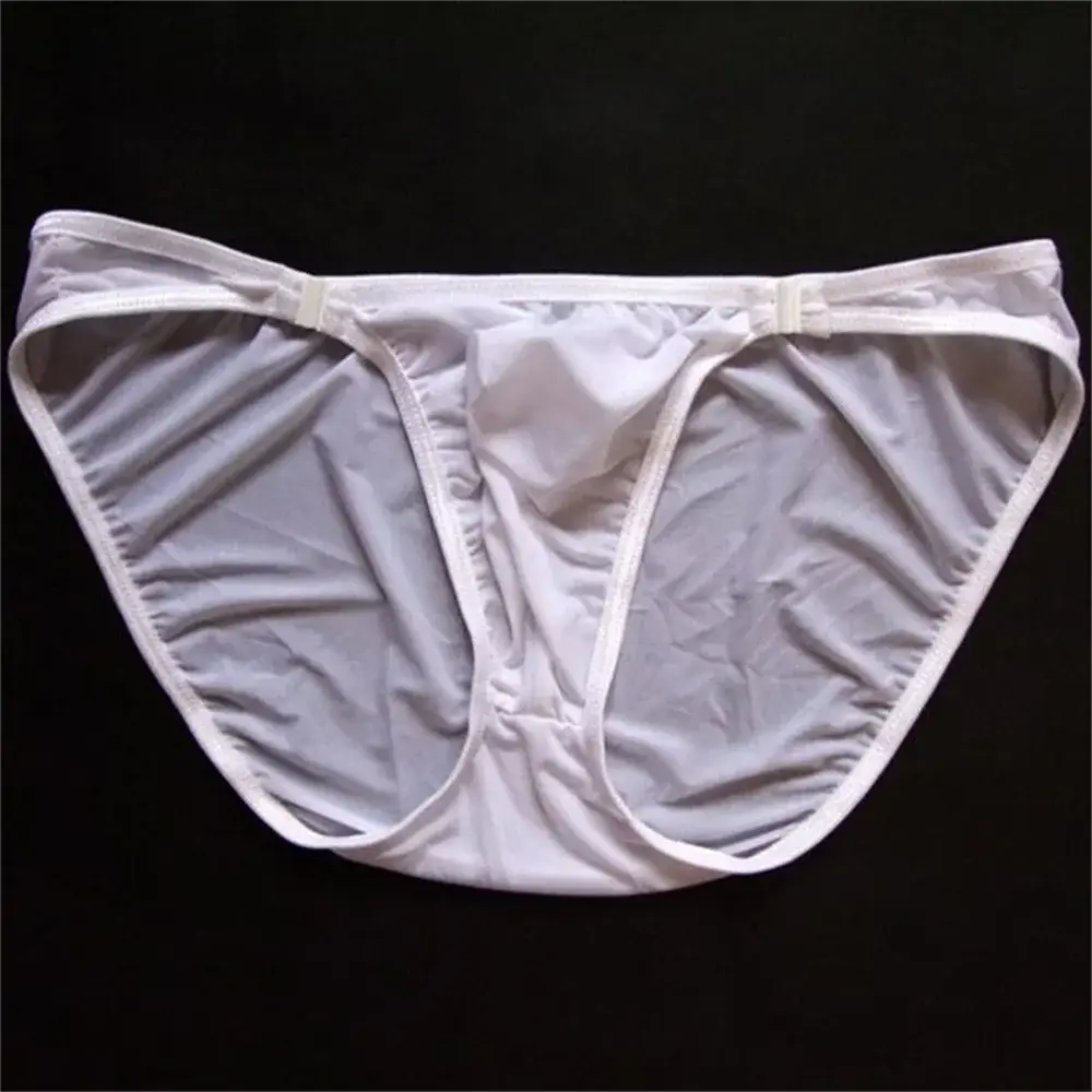 Sexy Heren U Bolle Nylon Slips Afneembare Gesp Lage Taille Ijs Zijde Ondergoed Comfortabele Melk Zijde Naadloze Dunne Slipje