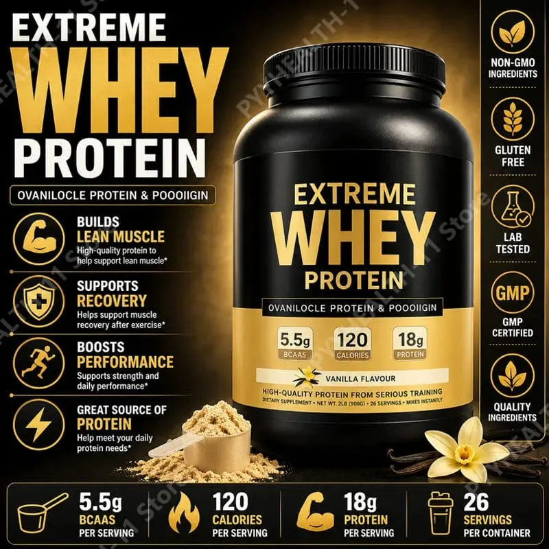 Whey Protein Powder White Mass Gainer Muscle Supplement Muscle Growth Sport Health Support for Gym Vanilla Flavor 1000g — image 2