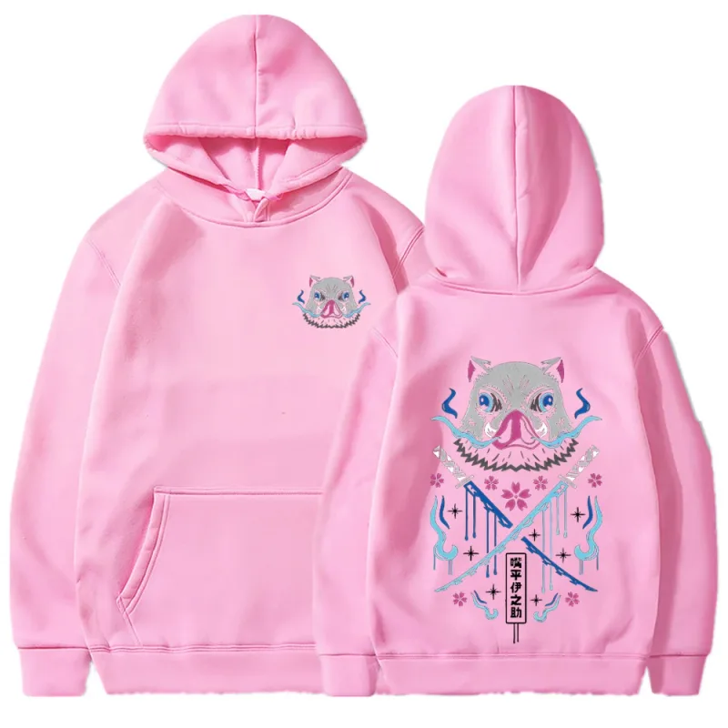 Inosuke Anime Hoodies Herr Dam Kimetsu no Yaiba Kawaii Manga Sweatshirts Gothic Harajuku Hood Pullover Casual Streetwear
