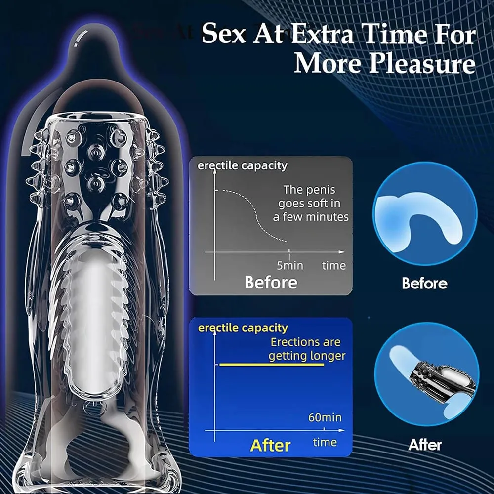Penis Sleeve Extensions Condom Male Enlargement Delay Vibrators Clits Massager Cock Ring Vibrating Penis Cover Sex Toys For Men — image 5