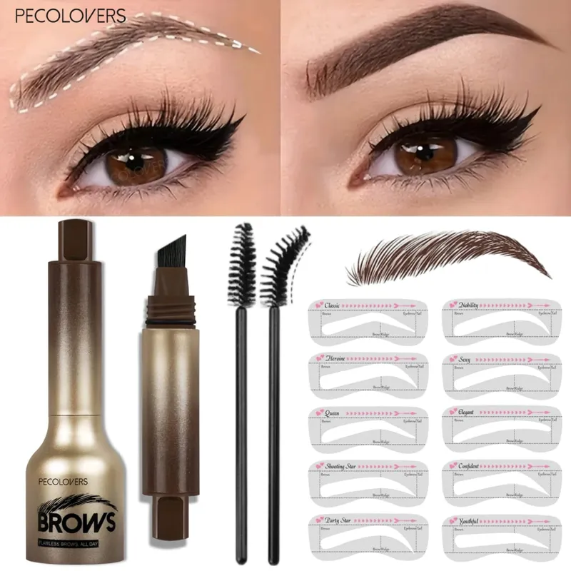 4 Pcs/SET Eyebrow Products Makeup 3 in 1 The Face Contouring Eyebrow Hairline Contour Fine Powder Soft Mist Brow Look
