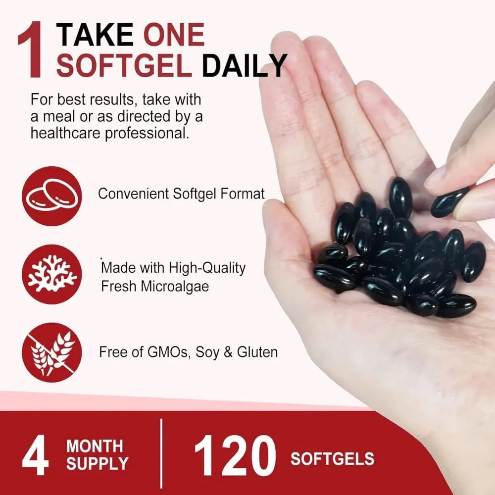 Astaxanthin 12mg Softgels תמיכה בנוגדי חמצון בעוצמה משולשת לעור מפרקי עיניים ובריאות החיסונית - אספקה ​​של 120 ספירות למשך 4 חודשים