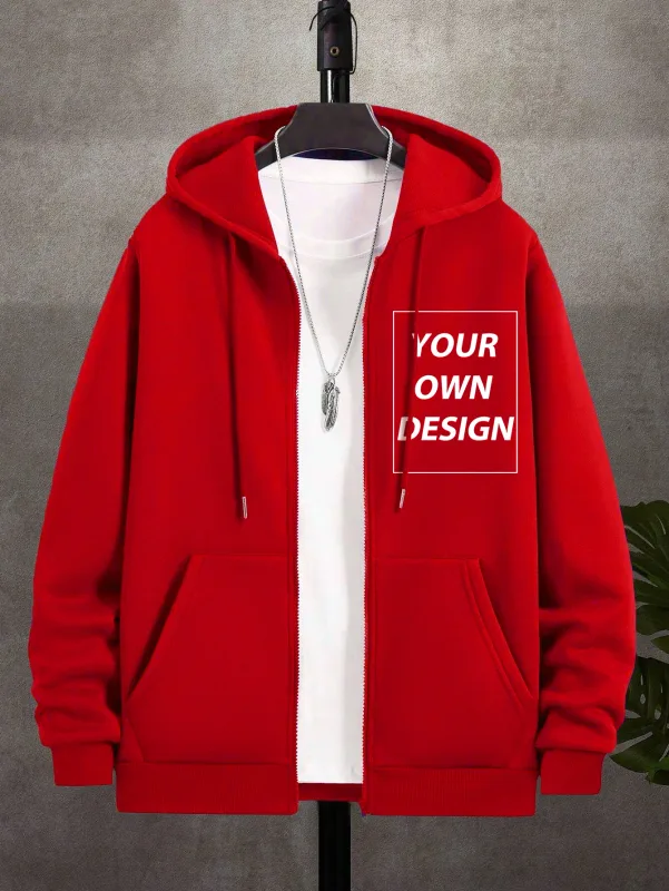 Sweat à capuche à fermeture éclair pour hommes, personnalisé, imprimé personnalisé, mode décontractée, manteau ample pour jeunes, vêtements de sport de base sur le campus, haut de poche de rue, M-3XL
